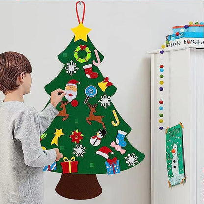 DIY Lighted Felt Christmas Tree Set Hanging Xmas Decorations with 3-Meter String Light
