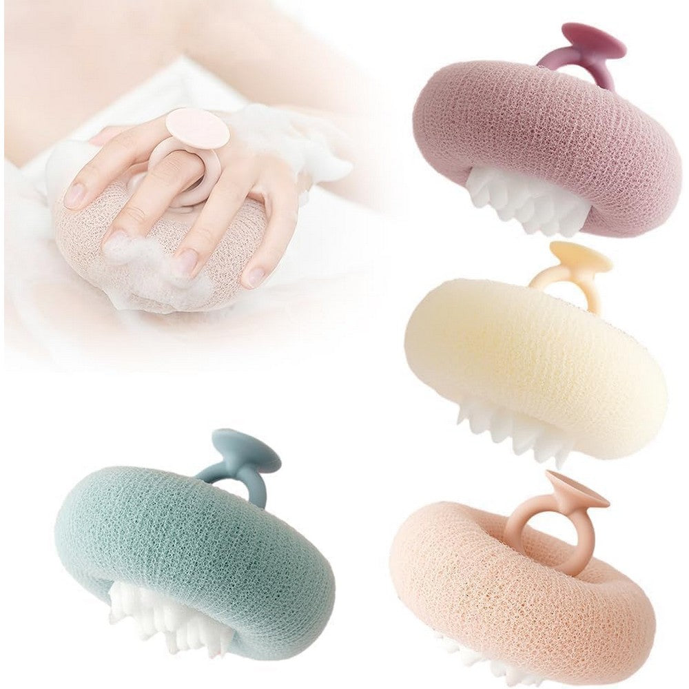 4Pcs Soft Sunflower Suction Cup Bath Ball Exfoliating Bath Sponge Cleaning Brush