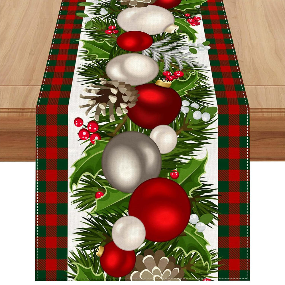 Linen Christmas Table Runner Long Farmhouse Holiday Table Decor for Kitchen Home Style 1