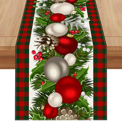Linen Christmas Table Runner Long Farmhouse Holiday Table Decor for Kitchen Home Style 1