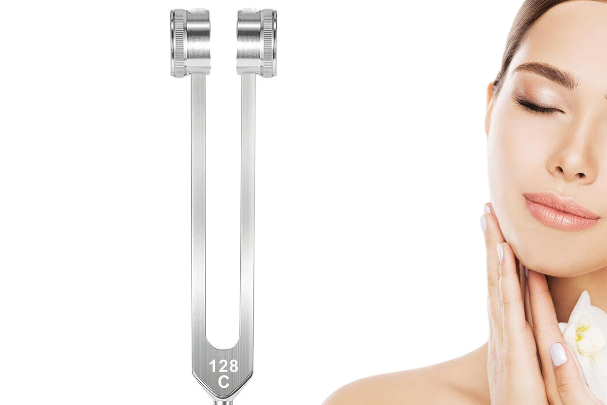 128Hz Tuning Forks Set with Reflex Hammer - Silver