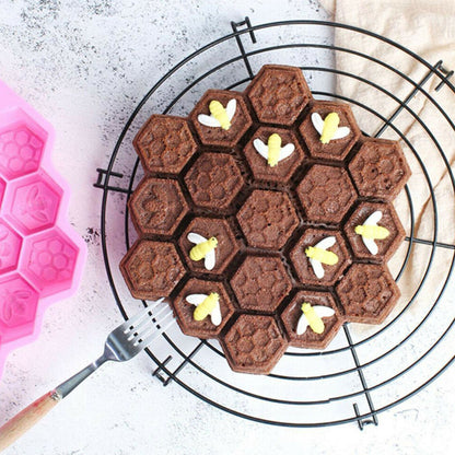 3Pcs Set 19-Grid Bee Honeycomb Silicone Ice Cube Mold Cake Mould Soap Candle Mold