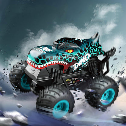 1:20 Scale RC Monster Truck Dinosaur Toy Car with Lights and Music Turquoise