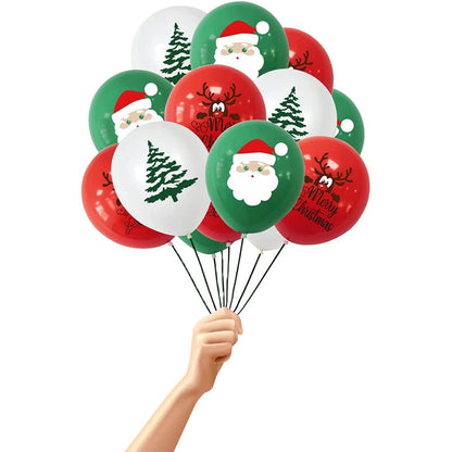 30Pcs Christmas Latex Balloons ¨C Red Nose Reindeer Santa & Tree Party Decorations