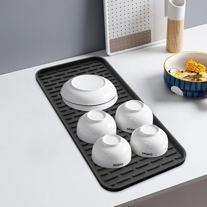 2-in-1 Silicone Coffee Mat Kitchen Countertop Mat with Detachable Dish Drying Mat