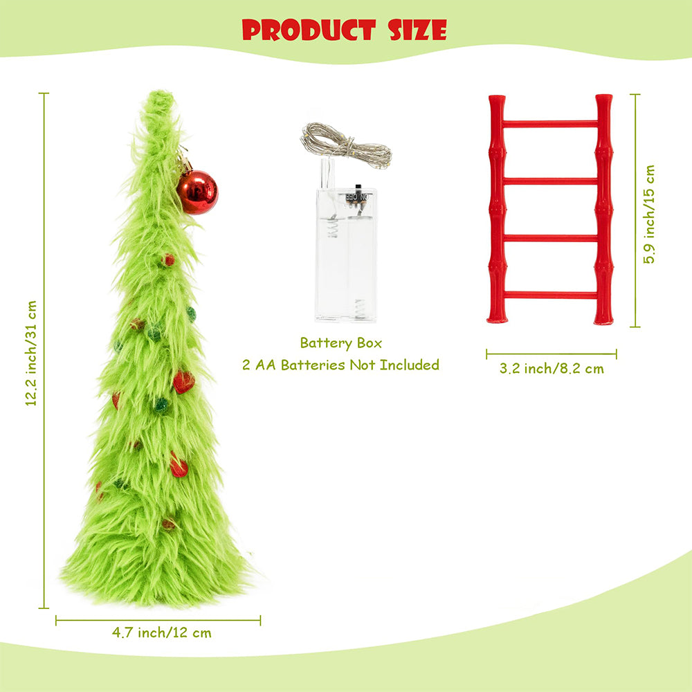 Bendable Desktop Christmas Tree with Lights and Mini Ladder - Red Ball