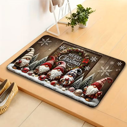 Christmas Floor Mat Merry Non Slip Mat Christmas Decorations - Gnome