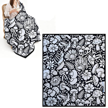 DIY Coloring Blanket Washable Reusable Coloring Mat for Adults - Mushroom