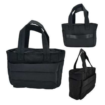 Puffer Tote Bag Quilted Puffy Handbag Lightweight Satchel Bag Black