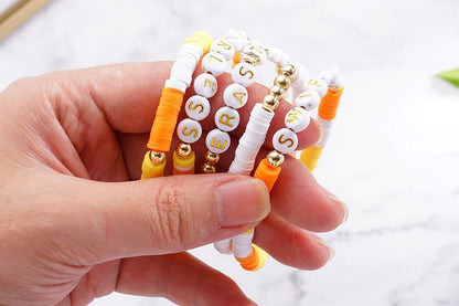 2Pcs Bracelets Set Mid Friendship Inspired Jewelry Gifts For Girls Concert Fans Bracelet-Orange And Pink