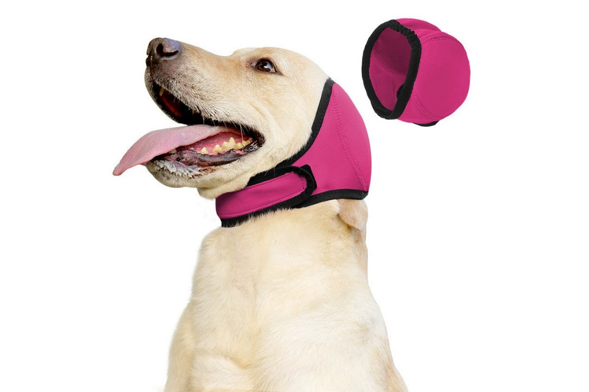 Dog Ear Muffs Noise Protection Calming Hoodie Dog Ear Covers for Noise Anxiety Relief -Pink