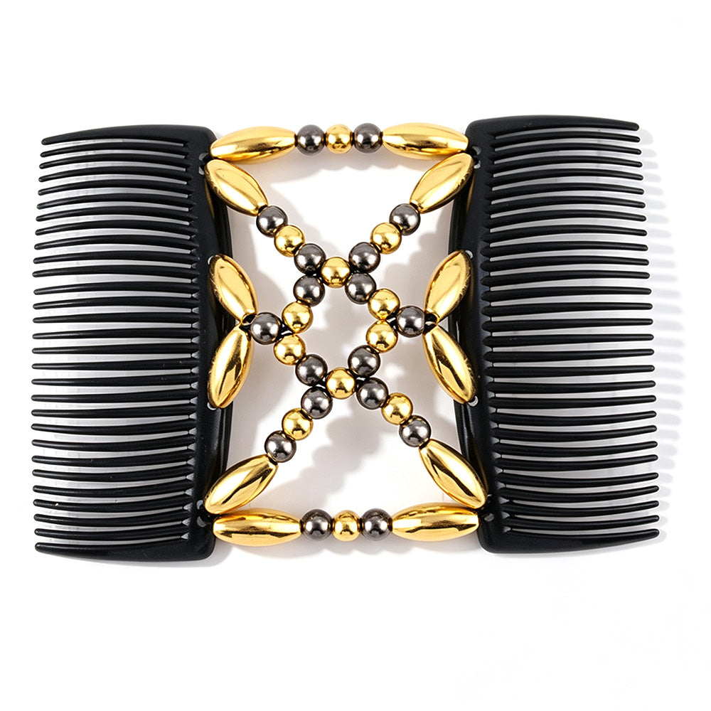 3 Pack Beaded Hair Comb Double Row Elastic Clip Hair Accessories
