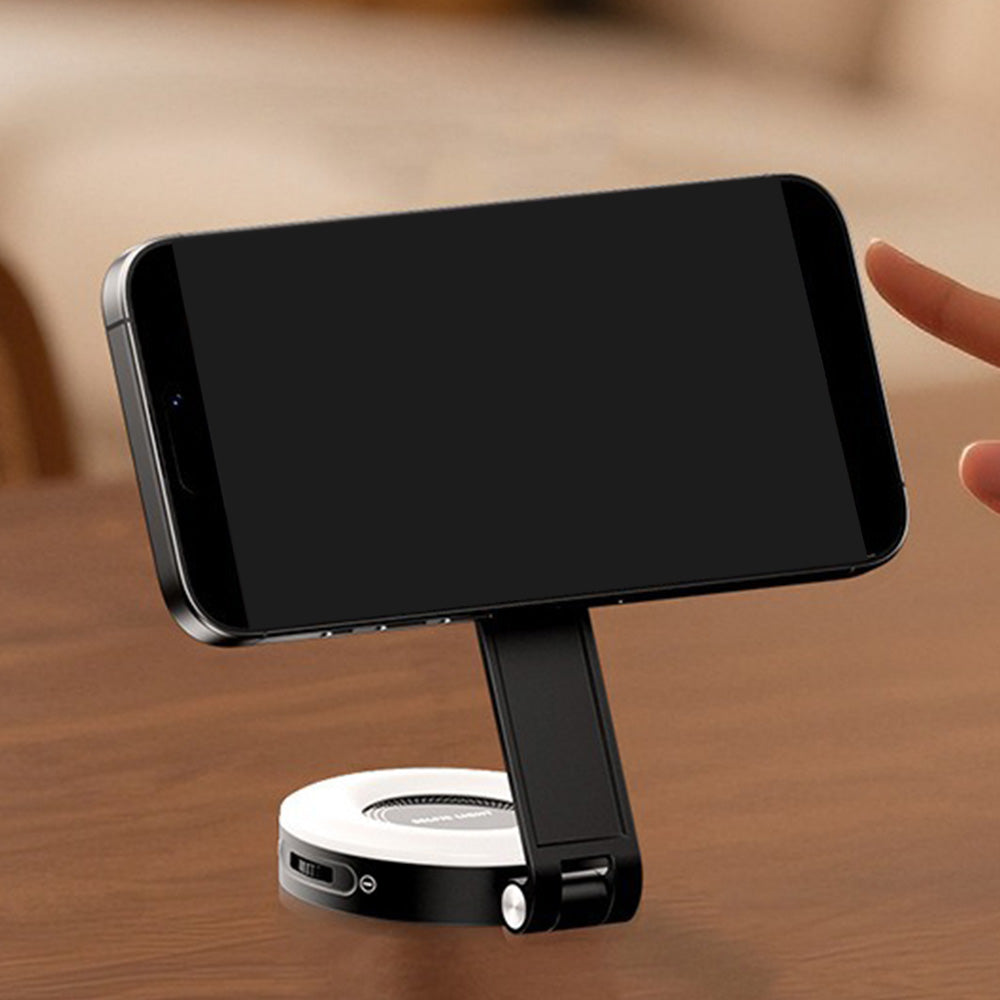 Phone Selfie Light Rechargeable Folding Phone Fill Light With Mirror-Black