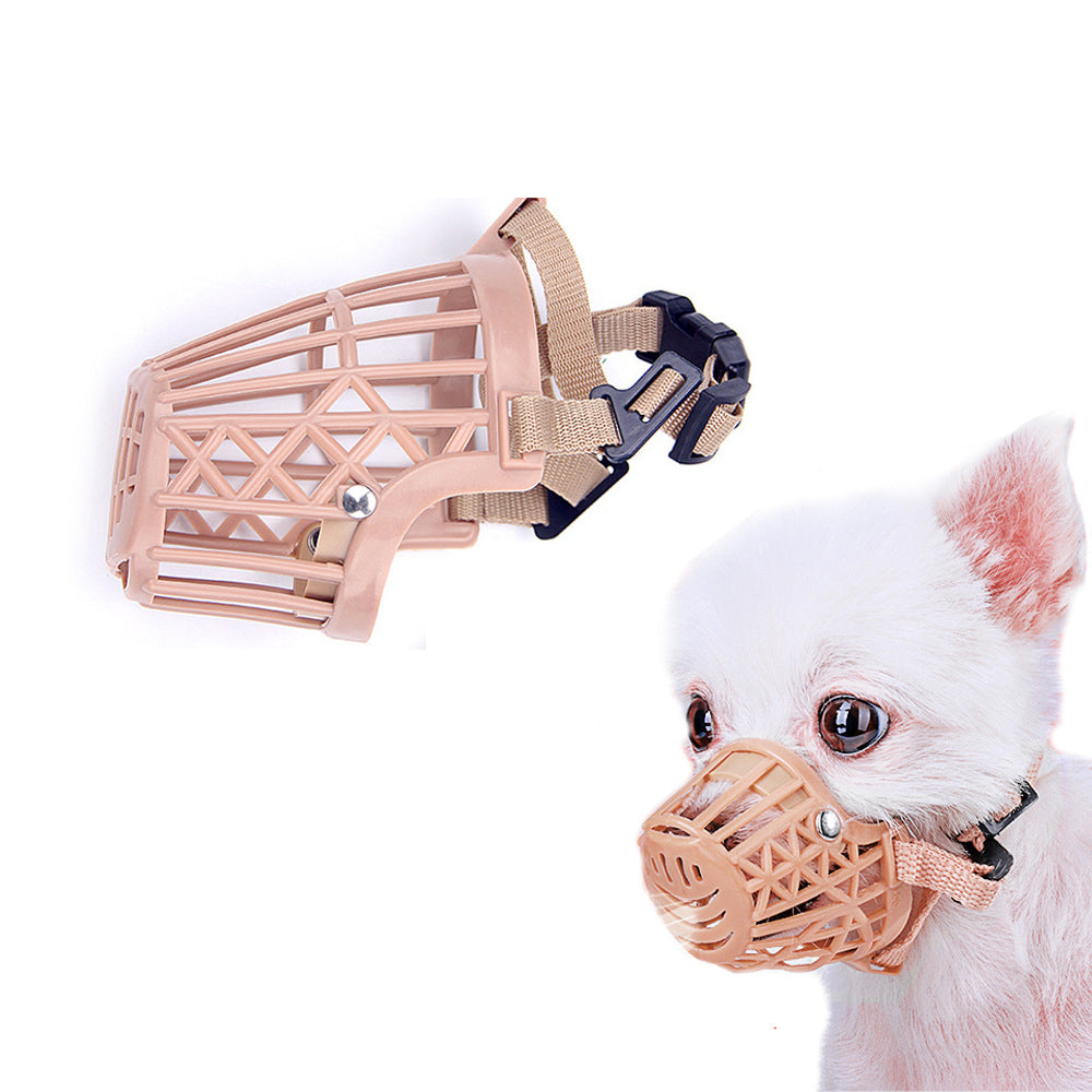 Dog Muzzle Breathable Basket Muzzles for Anti-Biting Barking-Beige