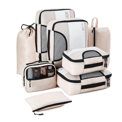 8Pcs Set Travel Packing Cubes for Suitcases Luggage Organizer Bags Set Beige