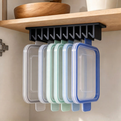 2 Pack 5 Grids Under Shelf Lid Organizer Slide In for Cabinet Storage - Black