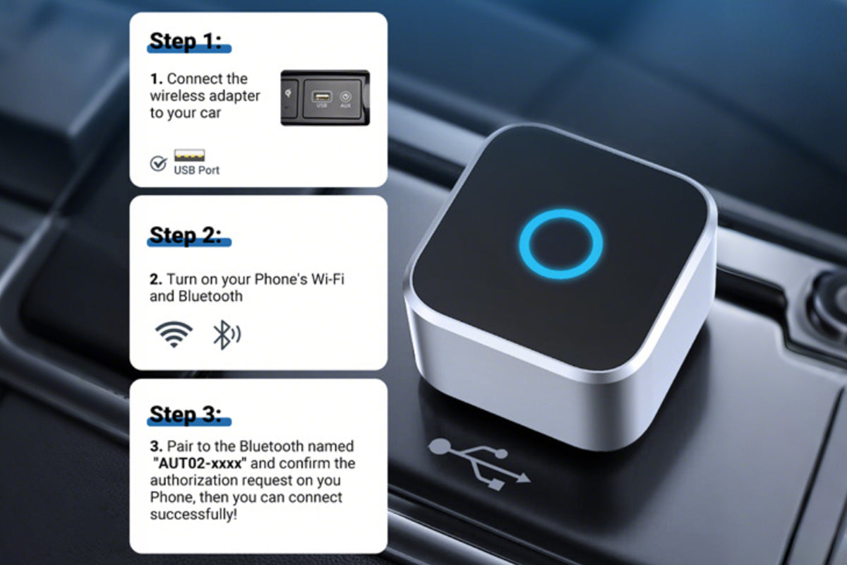 Wireless CarPlay Adapter Plug and Play for Apple iOS 10 Android 11.0
