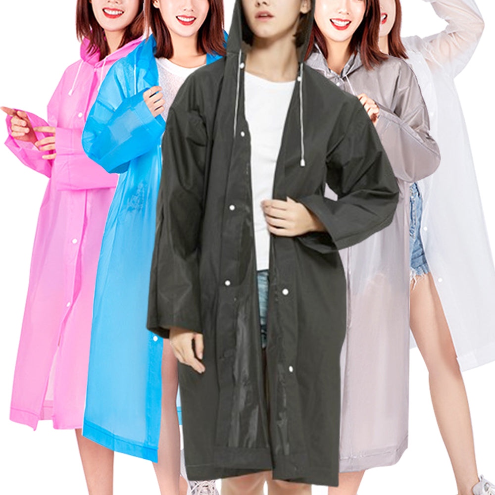 Set of 5pcs Reusable Unisex Raincoat Non-Disposable Raincoat Waterproof Hooded Poncho