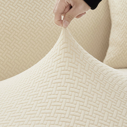 Elastic Full-Cover T-Shaped Jacquard Universal Sofa Slipcover for 1-4 Seater-Yellow