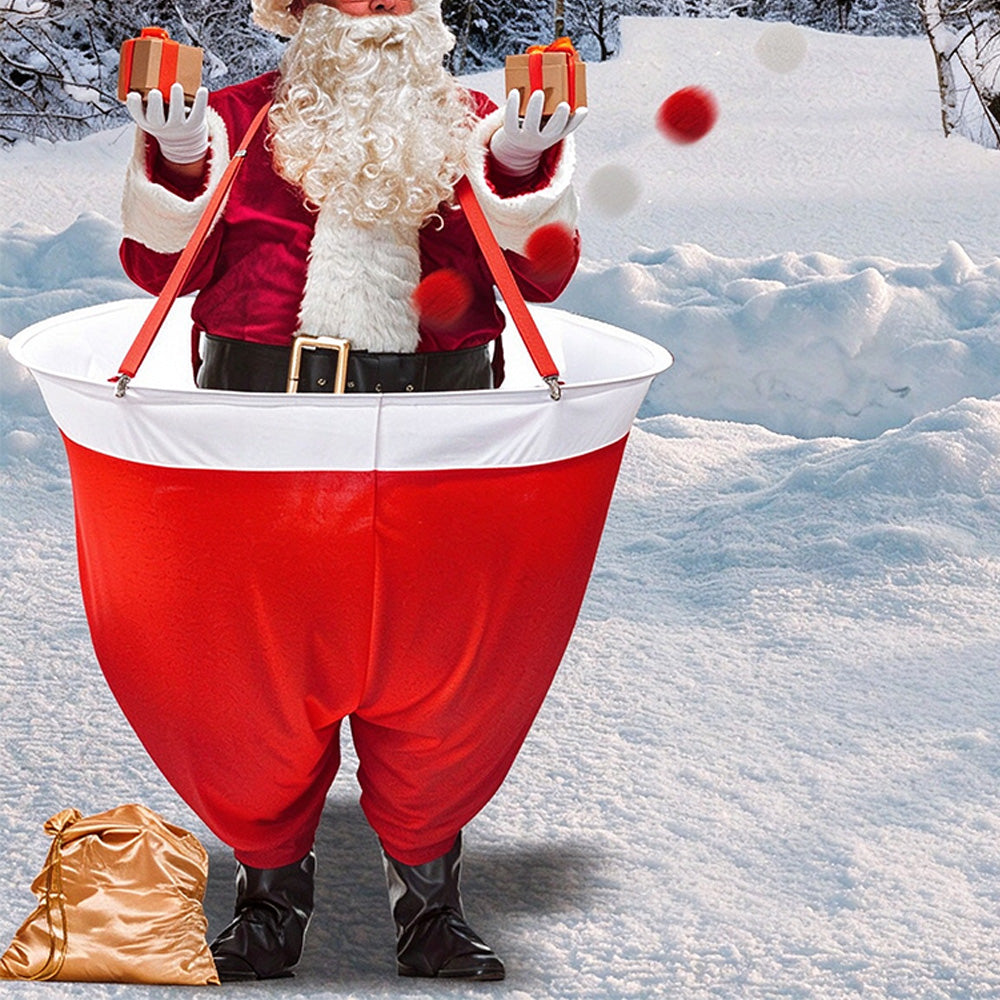 Santa Pants Toss Game with 20 Pom Balls Hat Wearable Christmas Throwing Target Game