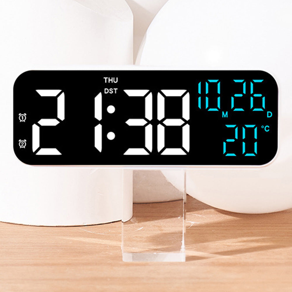 3-in-1 Digital Clocks with Temperature and Humidity Display for Bedroom-White