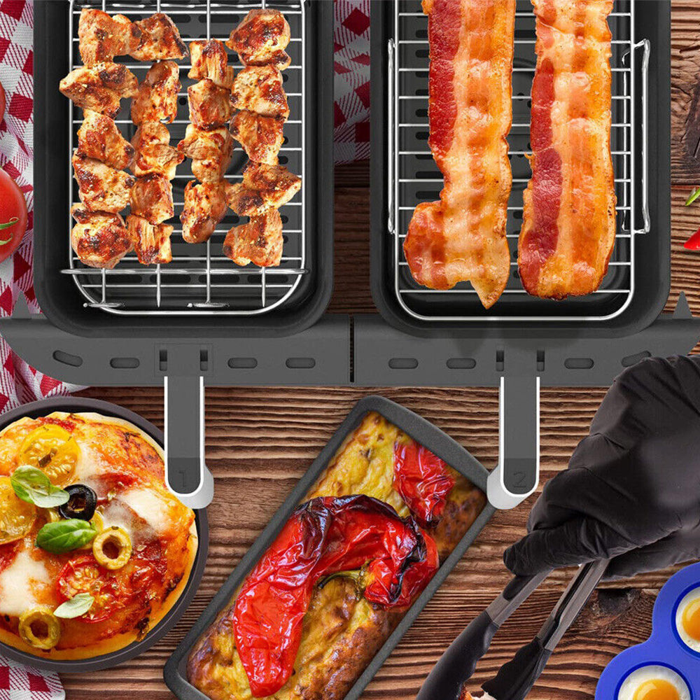 2PCS Square Air Fryer Rack Stackable Multi-Layer Stainless Steel Stand