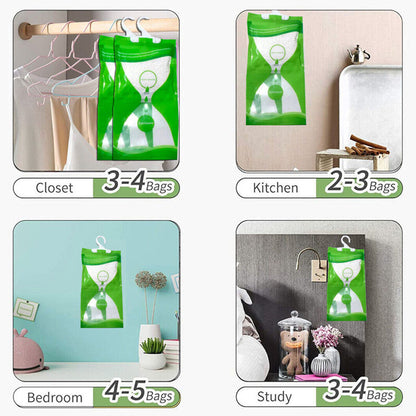 5Pcs Dehumidifier Bag Moisture Absorber Hanging Bag Wardrobe Drying Anti-mold Agent