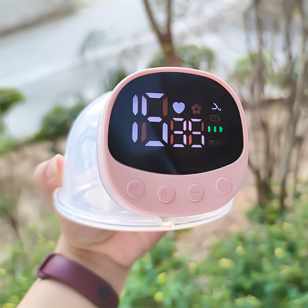 Wearable Electric Breast Pump with LCD Display and 5 Modes-Pink