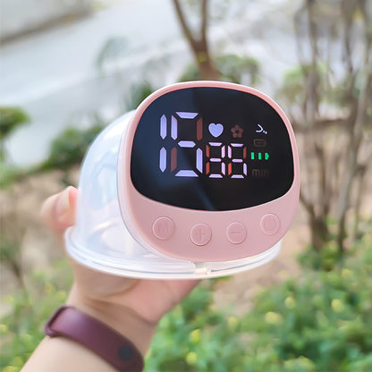 Wearable Electric Breast Pump with LCD Display and 5 Modes-Pink