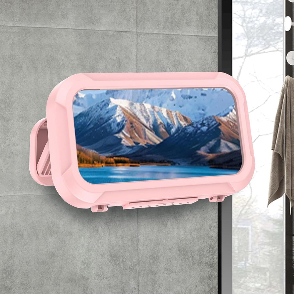 Waterproof Anti-Fog Rotating Shower Phone Holder for Bathroom Smartphone Case-Light Pink
