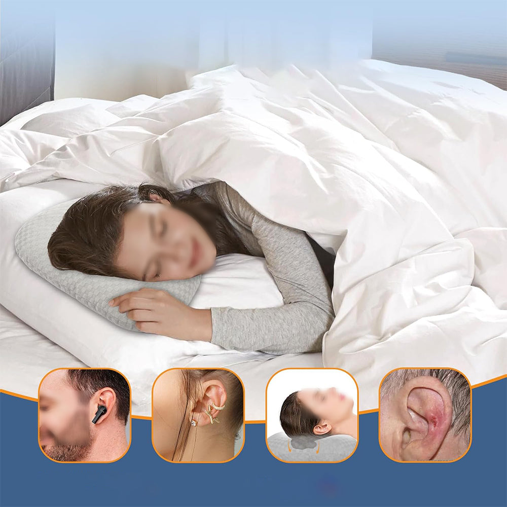 Ear Pillow for Side Sleepers with Hole-Grey