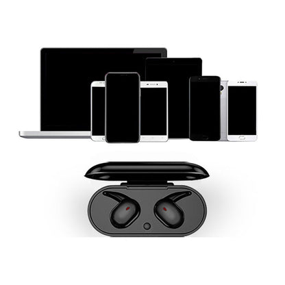 Bluetooth 5.0 Wireless Headphones TWS Earphones In Earbuds With Charging Case Black