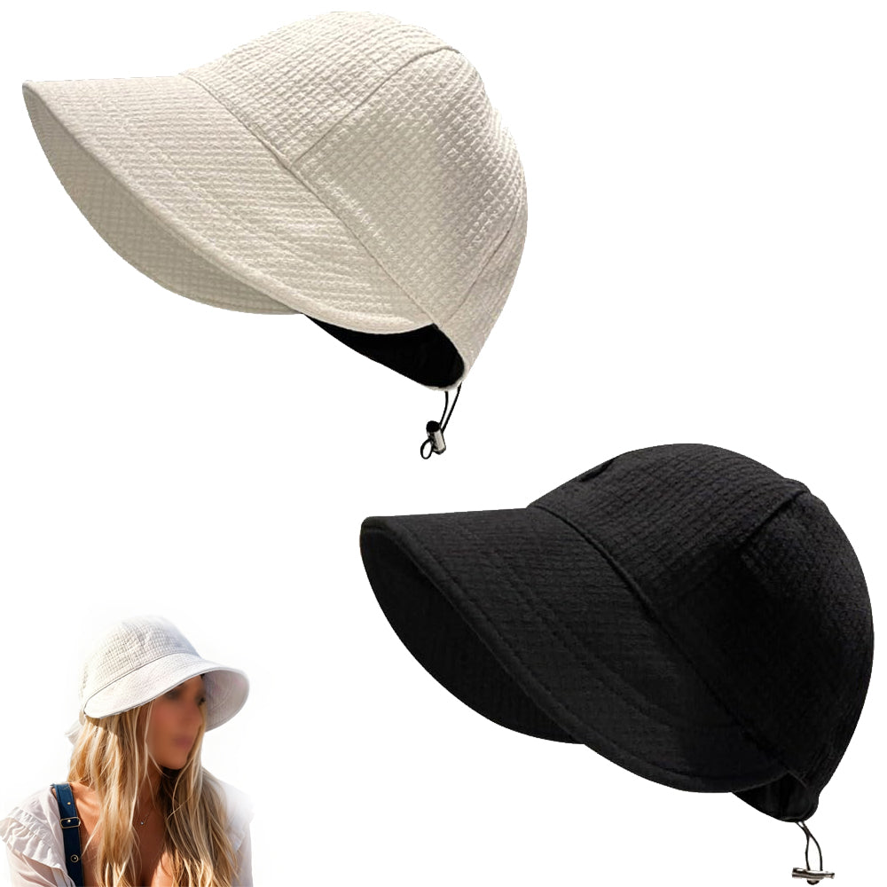 2 Pack Waffle Bucket Hats and Visor Caps - Beige