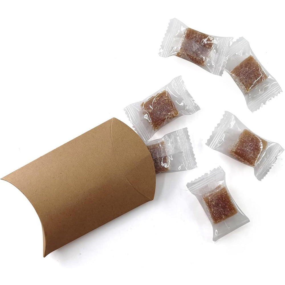 50 Piece Kraft Paper Pillow Gift Boxes with Ribbons - Brown