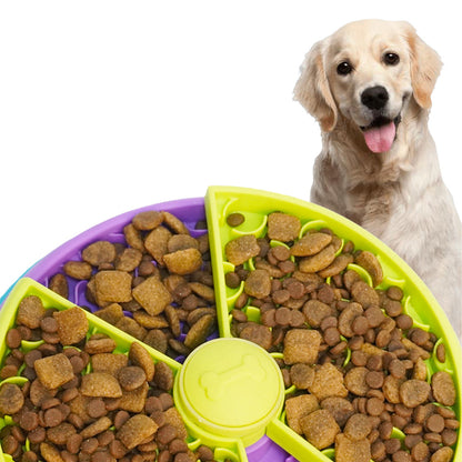 Rotating Slow Feeder Dog Bowl Three-Color Interactive Feeder for Medium Large Dogs