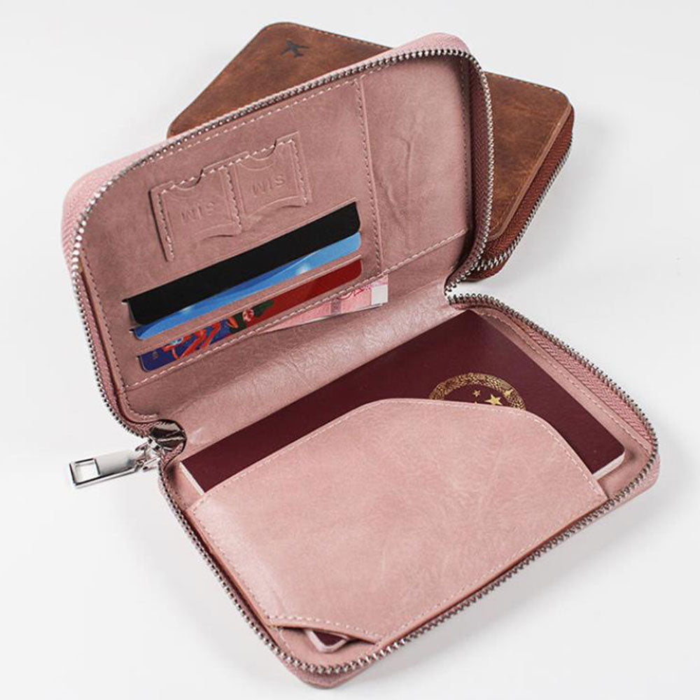 RFID Blocking Passport Wallet PU Leather Travel Passport Card Case Pink