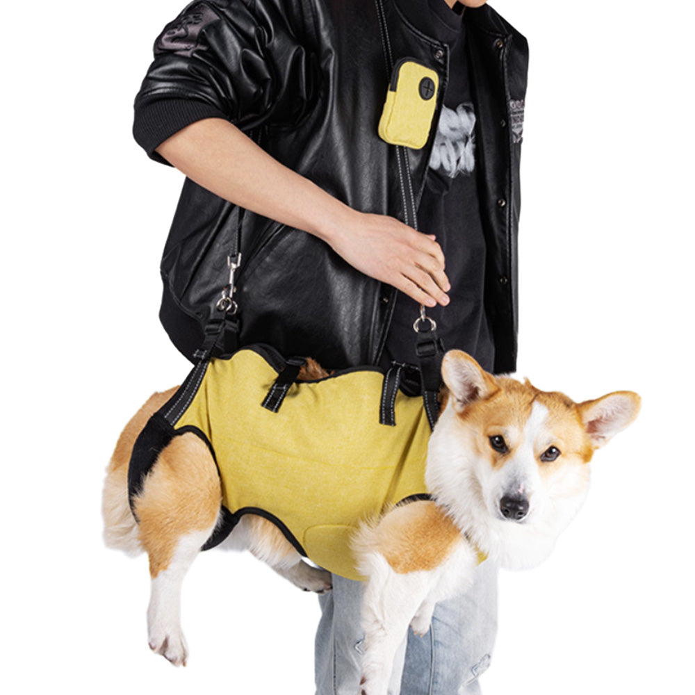 Pet Sling Carrier Bag Dog Puppy Lift Harness Vest Travel Tote Shoulder Bag -Yellow
