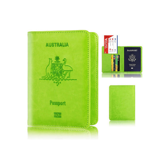 RFID Blocking Travel Passport Holder Travel Passport Wallet Case for Men and Women -Green