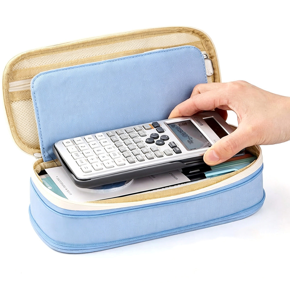 Expandable Zipper Pencil Case-Blue