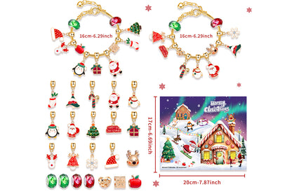 Christmas Advent Calendar Bracelets for Girls 24 Days Xmas Countdown Calendar DIY Jewelry Making Kit Christmas Gift-Style2