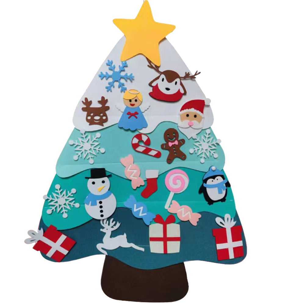 DIY Felt Christmas Tree With Light Reusable Wall Hanging Ornaments-Style 3