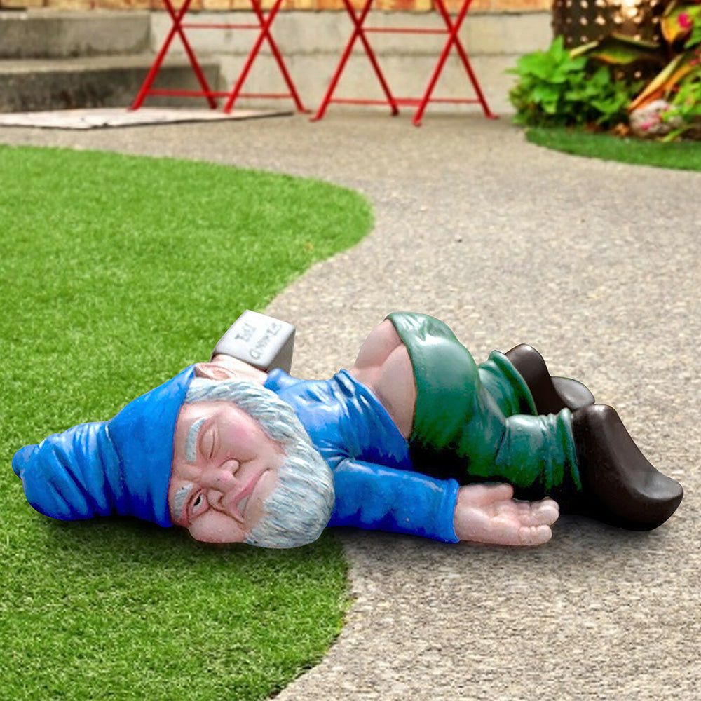 Funny Drunk Dwarf Figurine Garden Gnome Statue Patio Yard Lawn Ornament Decor Blue