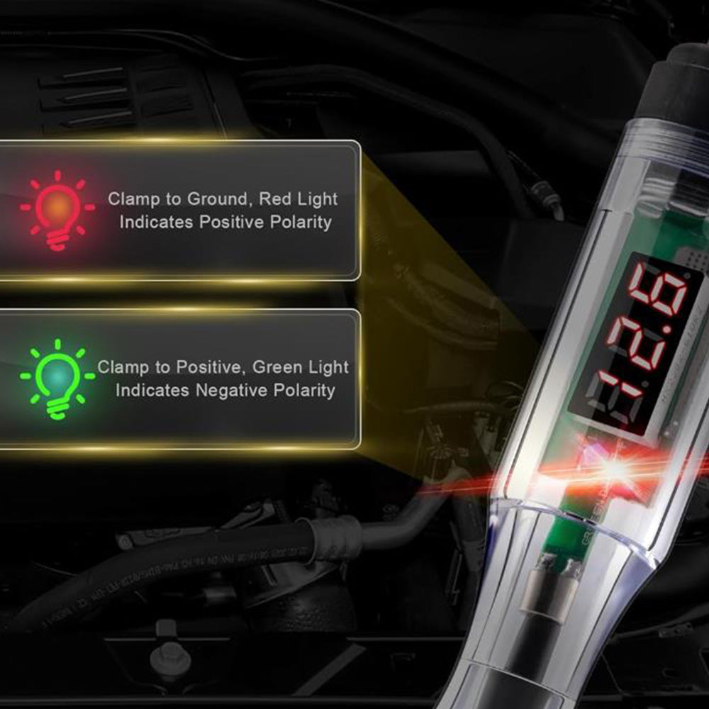 3V 6V 12V 24V Electrical Circuit Voltage Tester with Digital Display for Auto Car LED Light Test Probe Pen Black