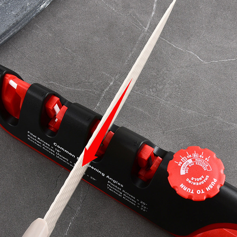 4 In 1 Scissors Sharpener Tool Knife Sharpeners With 6 Adjustable Angle For Kitchen Red