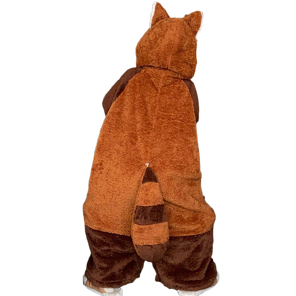 Women Hooded Pajamas Winter Sleepwear Plush Onesie Pajama with Pockets -Raccoon