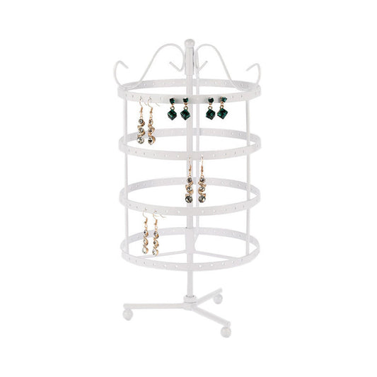 4-Tier Rotating Earring Spin Table 144 Holes Earring Organizer Display Stand White