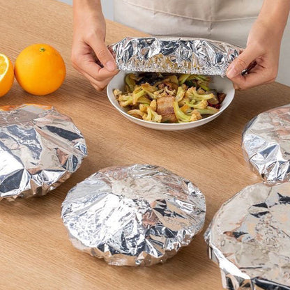 200Pcs Reusable Elastic Aluminum Foil Food Covers