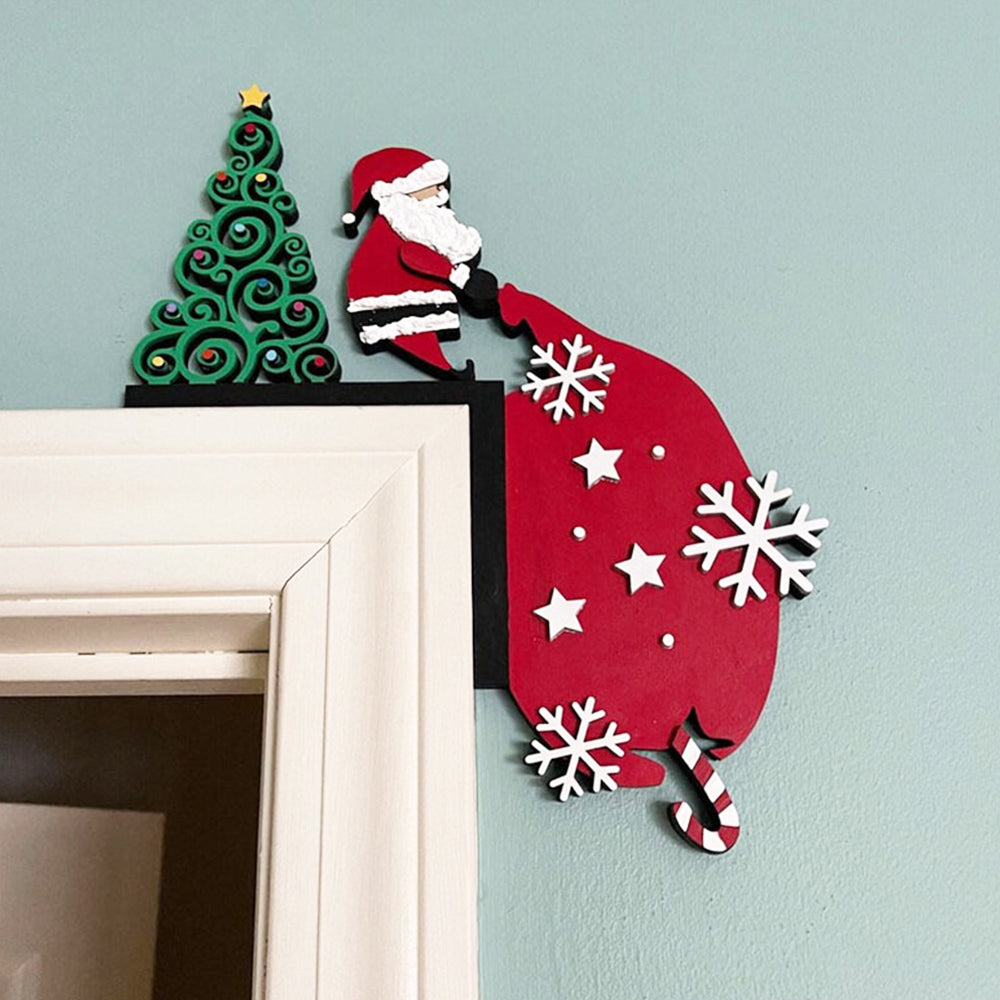 Christmas Door Topper Santa Claus Door Frame Corner Sign Decorations Windows Walls DIY Craft
