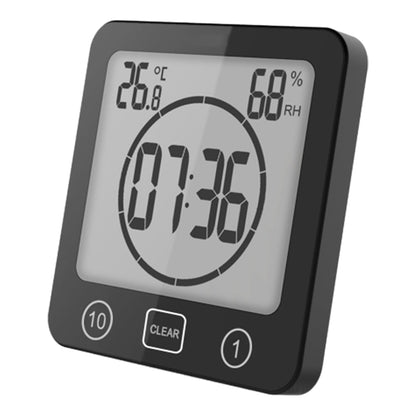 Digital Shower Clock with Timer Water-Resistant Touch Screen Clock Black