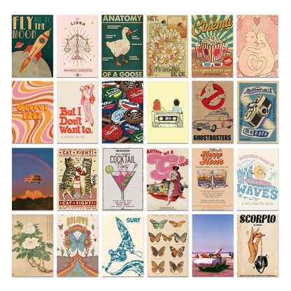 Set of 50Pcs Y2k Retro Posters Aesthetic Wallpaper Downtown Girl Room Decor